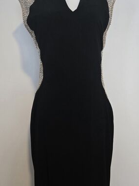 Xscape Black Backless Evening Gown with Rhinestone Trim